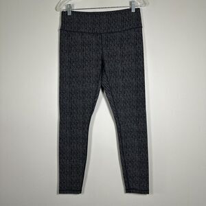 Prana Large‎ Black Gray Herringbone Pattern Ankle Leggings